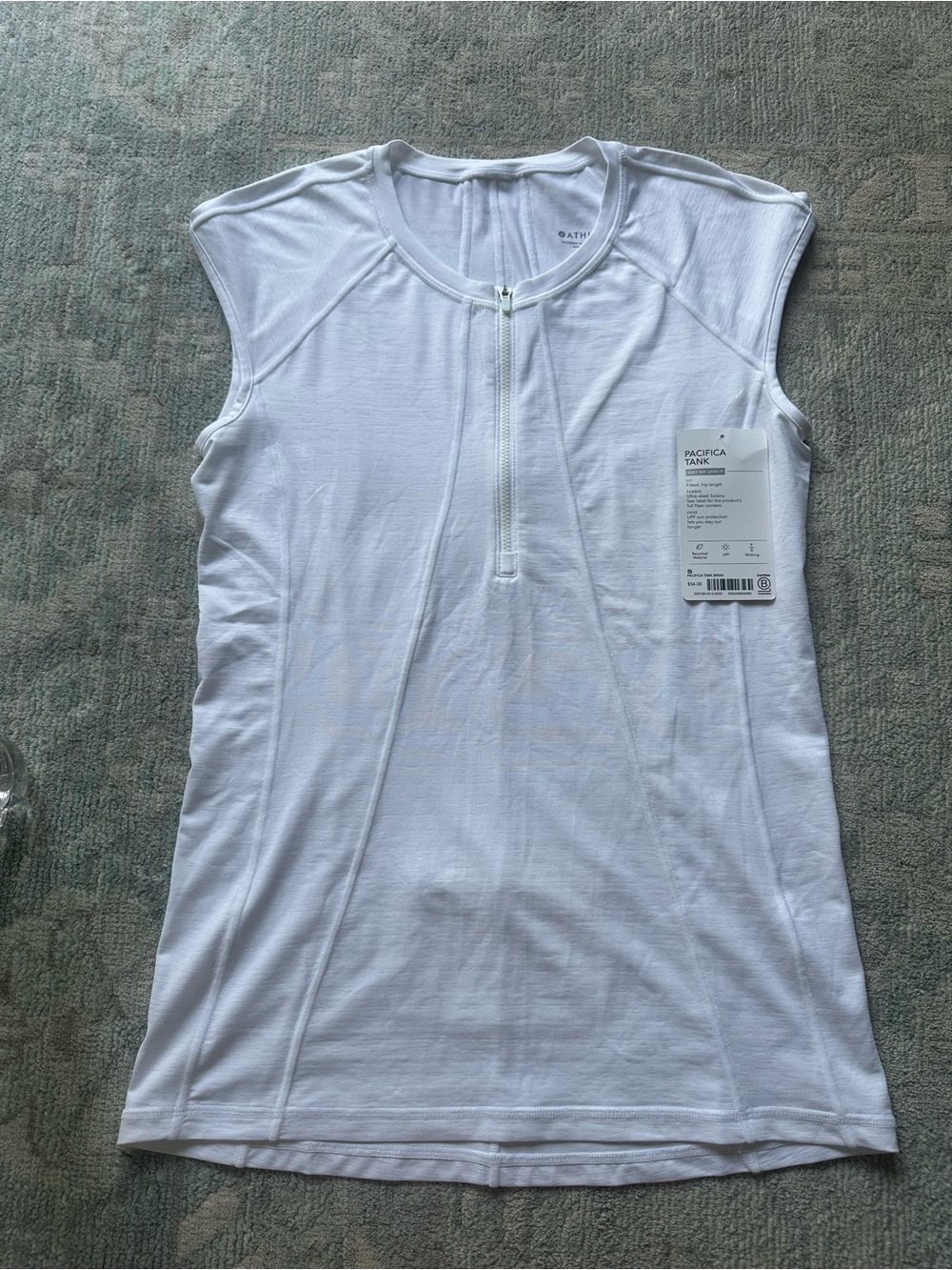 Athleta White Zip-Up Sleeveless Tank